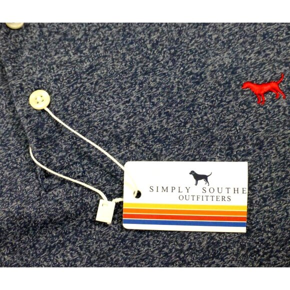 Simply Southern Outfitters XL Mens Heathered Blue Polo Shirt Red Dog Logo - Picture 3 of 12